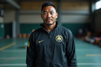 Athlète samoan en entraînement dans une salle vide