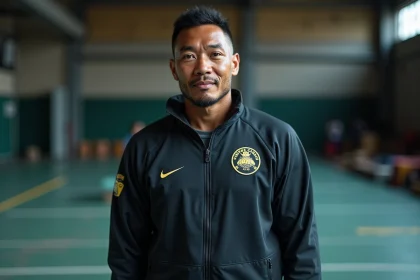 Athlète samoan en entraînement dans une salle vide