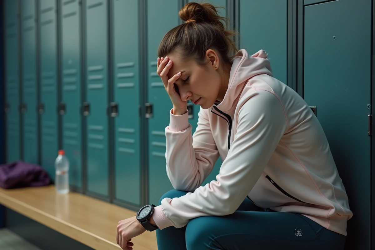 Coureuse épuisée après un semi-marathon en raison d'une mauvaise gestion des allures