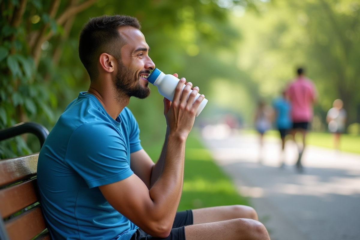 Jeune homme buvant de l