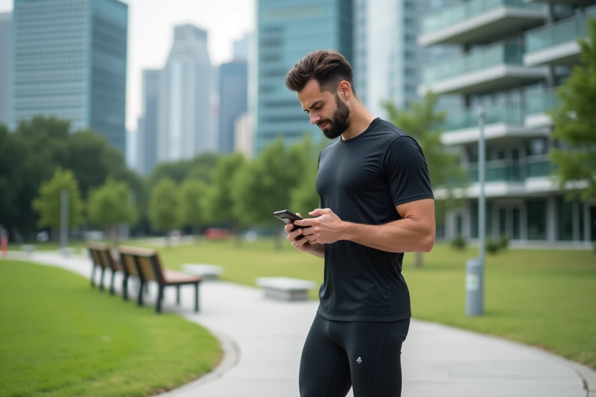 Homme sportif dans un parc urbain après l