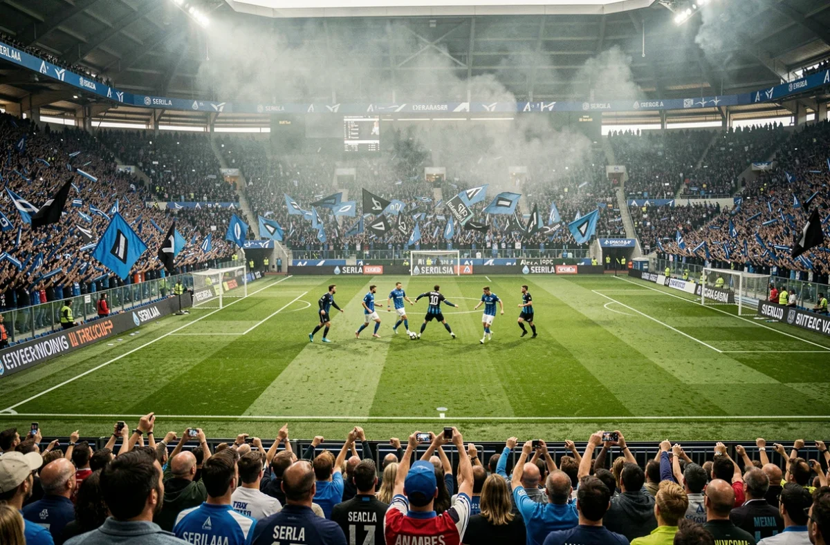 Vue panoramique d'un stade plein lors d'un match de l'Inter Milan en Serie A avec les supporters en tribunes